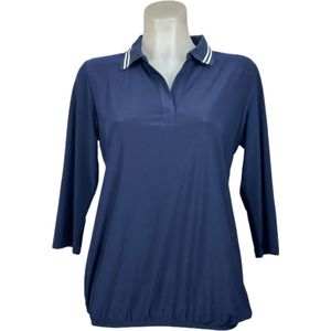 Angelle Milan – Travelkleding voor dames – Navy Sportieve blouse met Band – Ademend – Kreukvrij – Duurzame Jurk - In 5 maten - Maat XL
