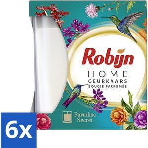 Robijn Home - Geurkaars - Paradise Secret - Tropische Geur - 115 g - Voordeelverpakking - 6 stuks