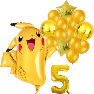 Pokemon ballon set - 62x78cm - Folie Ballon - Pokemon - Pikachu - Themafeest - 5 jaar - Verjaardag - Ballonnen - Versiering - Helium ballon