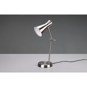 LED Bureaulamp - Tafelverlichting - Torna Ewomi - E27 Fitting - Rond - Mat Nikkel - Aluminium