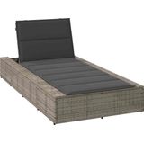 vidaXL - Ligbed - met - zwevend - kussen - poly - rattan - grijs