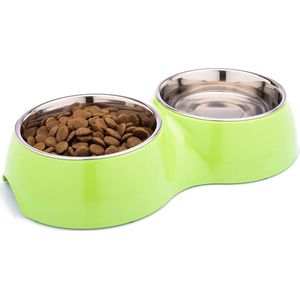 DDOXX® Dubbele Voerbak voor kleine en grote honden en katten - Antislip - Verschillende Kleuren & Maten - RVS & Melamine Bak