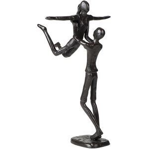 Ibenzoa® Elegant Zwart IJzeren Paarbeeldje - Abstracte Liefde Sculptuur Vintage Decor