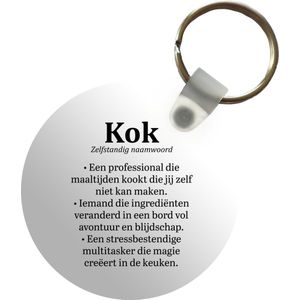 Sleutelhanger - Tekst - Koken - Kok - Definitie - Woordenboek - Plastic - Rond - Uitdeelcadeautjes - Vaderdag cadeau - Geschenk - Cadeautje voor hem - Tip - Mannen