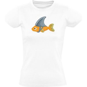 Vis met een haaienvin Dames T-shirt - zee - dieren - vakantie - boot - surfen - vissen - zwemmen - verjaardag - huisdier - visser - humor - grappig