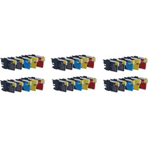 KATRIZ huismerk inkt voor|Brother /LC980/LC985/LC1100/LC1100H| 12xblack+6x Cyan +6x Magenta + 6x Yellow|29ml | ( 30stuks)