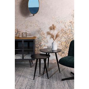 Salontafel - ijzettafelduo van MDF-hout - Scandinavisch design, rond. Sofa bijzettafel in de woonkamer, kantoor, slaapkamer