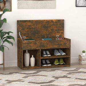 vidaXL Schoenenbankje - Gerookt Eiken - 80x30x45 cm Schoenenbank - Schoenenkasten - Opbergbank - Houten Bank - Bruine Bank