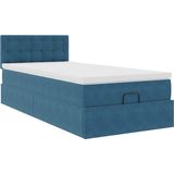 vidaXL - Bedframe - met - matras - 80x200cm - fluweel - donkerblauw