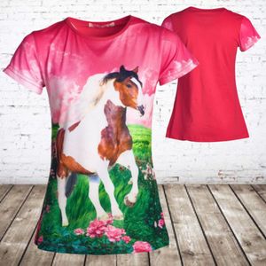 Meisjes t shirt met paard h84 -s&C-86/92-t-shirts meisjes