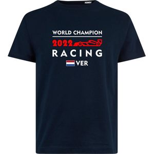 T-shirt kinderen World Champion 2022 | Max Verstappen / Red Bull Racing / Formule 1 Fan | Wereldkampioen | Navy | maat 80