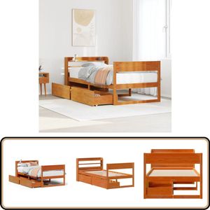 vidaXL Bedframe zonder matras massief grenenhout wasbruin 90x190 cm