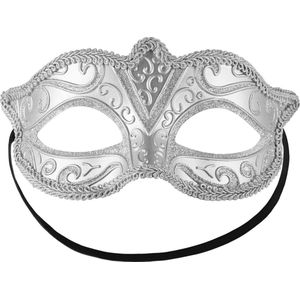 dressforfun - Venetiaans masker met patroon zilver - verkleedkleding kostuum halloween verkleden feestkleding carnavalskleding carnaval feestkledij partykleding - 303528