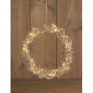 Anna's Collection - Batterijverlichting metalen krans 30 cm warm wit