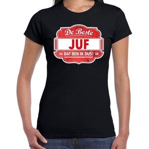 Cadeau t-shirt voor de beste juf voor dames - zwart met rood - juffen / juffrouw - kado shirt / kleding - moederdag / collega XS
