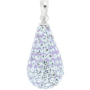 Blinx Jewels Zilveren Hanger Paarse Traan Druppel Steentjes Strass