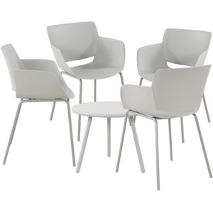 CLP Berena Tuinset - Set bestaande uit Berea tafel en Alpena stoelen - weerbestendig - UV-bestendig - licht grijs 4 stoelen