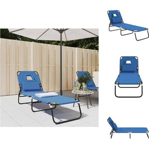 vidaXL Inklapbare Strandstoel - Blauw - 189 x 56 x 83 cm - Duurzaam Oxford Stof - Ligbed