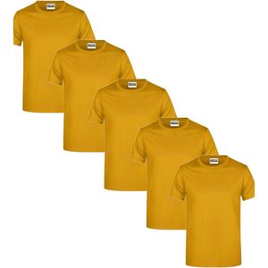 James & Nicholson 5 Pack Geel T-Shirts Heren, 100% Katoen Ronde Hals, Ondershirts Maat 3XL