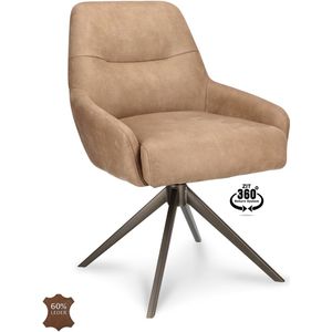 Icon Living - Stoel Bobbie - Microleder Bull Liver - Poot Bronze 360° Return-system