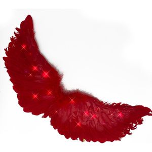 Engelen Vleugels Rood Met Lichtjes Voor Middelgrote Kinderen (Maat M)