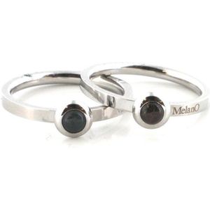 MelanO Stainless Steel Ring Set Scenery Jasper/Rhodolite