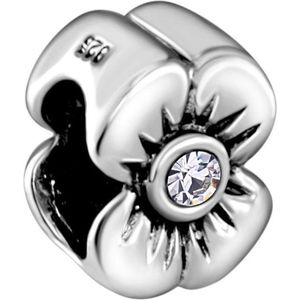 Quiges - 925 - Zilveren - Bedels -Sterling zilver - Beads - Bloem Kraal Charm - Geschikt – voor - alle bekende merken - Armband Z044