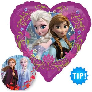 Disney Frozen Hart Ballon Pakket 45 cm + 6 Roze Kleur Ballonnen 32 cm - Verjaardag Versiering - Folieballon Ongevuld - Ballonnenboog Decoratie Feest - Party Slinger Jongen Meisje