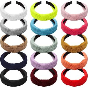 Brede Top Cross Knot Tulband Hoofdbanden - Elastieken Boho Hoofdband Haaraccessoires - 15 Pak Dames Meisjes Haarbanden