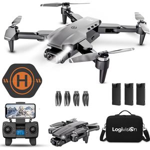 Logivision L900 PRO Drone - Drone met 4K UHD Camera - Mini drone - Drones - Voor Kinderen/Volwassenen - Buiten/Binnen - Tot 90 Minuten Vliegen - Inclusief Opbergtas, Landing pad, 3 Batterijen