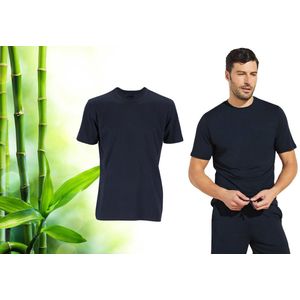 Bamboe Casual Heren T Shirt - Navy - L - T Shirt Heren - Bamboo - Ronde Hals