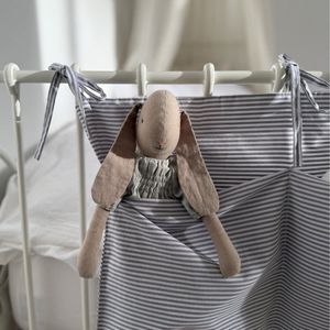 Box organizer - bed organizer - ledikant - wiegje - opbergzak - grijs / wit gestreept - bedorganizer - boxorganizer - boxopbergtas