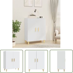 The Living Store Dressoir 70x34x90 cm bewerkt hout wit - Dressoir - Houten Dressoir - Wit Dressoir - Vintage Dressoir - Salontafel