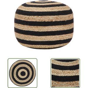 vidaXL Poef - Handgemaakt - Jute - Zwart - 45x30 cm Poef - Jute Poef - Vloerzeil - Stoffen Poef - Relaxen
