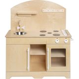 Van Dijk Toys houten speelgoed keuken / keukentje XL - Naturel met wit (Kinderopvang kwaliteit)