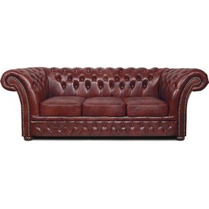 Chesterfield Bank Winfield Basic Luxe Leer | 3-zits | Cloudy Rood | 2 tot 4 weken levertijd