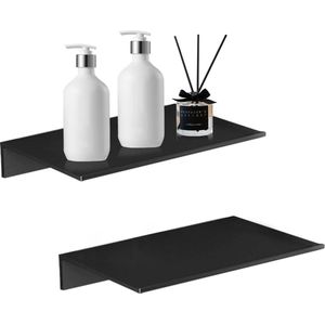 2 stuks wandplanken metaal aluminium zwart display richels zwevende wandplank wandplank voor slaapkamer, keuken, kantoor, woonkamer, zwart modern