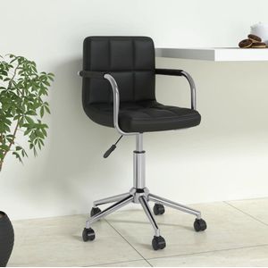 vidaXL Kantoorstoel draaibaar kunstleer zwart - Eetkamerstoel - Eetkamerstoelen - Keukenstoelen - Keukenstoel