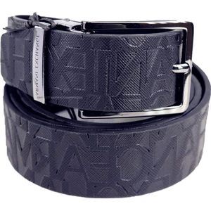 Essential Men's Duurzaam Embossed All Over Logo Belt Blauw - Armani Exchange