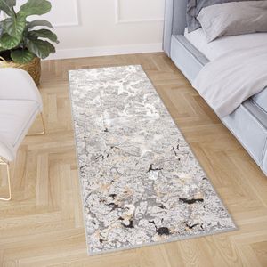 Tapiso Crystal Loper Tapijtloper Lichtgrijs Laagpolig Vloerkleed Maat- 100x1400