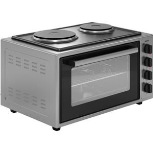 Wiggo WMO-E4562H(G) - Vrijstaande Mini Oven met kookplaat - Electrisch - 60 CM - 45 liter - 3534 W - 5 Jaar Garantie - Roestvrijstaal