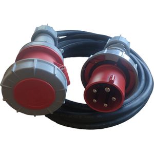 50 meter krachtstroomkabel H07RN-F neopreen 5G16 met 63A stekker en contrastekker