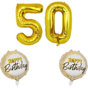 50 Jaar Verjaardag Versiering - XL Cijfers 80cm - Verjaardag Ballonnen- Goud