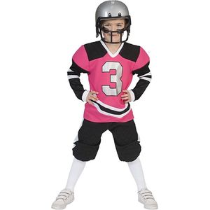 Funny Fashion - Rugby & American Football Kostuum - Brady Quarterback American Football USA - Jongen - Roze - Maat 140 - Carnavalskleding - Verkleedkleding