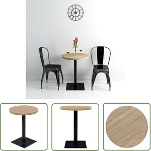 The Living Store Bistrotafel - Eiken - 60 x 75 cm - MDF en staal