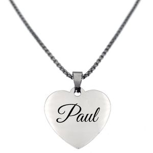 Ketting - Hart - Met Naam - Paul - Zilver