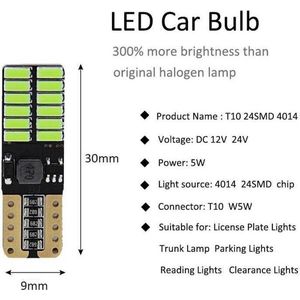 T10 Led Lamp Groen (Set 2 stuks) Canbus 5W5 | W5W | Led Signal Light | 12V | Stadslicht | Kentekenplaat Verlichting | 4014 24SMD | Autolamp | Autolampen | Car licht | Lampen | Vintic |
