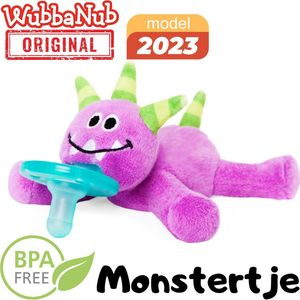 Wubbanub - Monstertje - Speenknuffel - Fopspeen - Halloween - Babyknuffel - Knuffel je speen - Knuffeltje voor Baby - Paars Monster