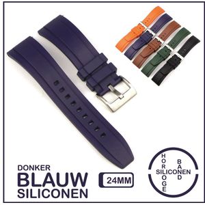 24mm Rubber horlogeband Blauw passend op o.a Casio Seiko Citizen en alle andere merken - 24 mm Bandje - Horlogebandje horlogeband, Siliconen