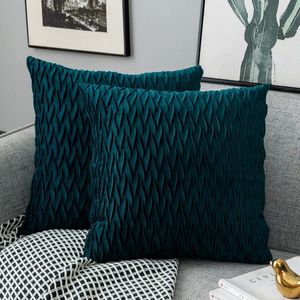 Kussenhoezen, set van 2 fluwelen zachte solide decoratieve kussens voor sofa slaapkamer 45 cm x 45 cm set van 2 voor bank, bed, bank, stoel, slaapkamer en woonkamer, blauw-groen